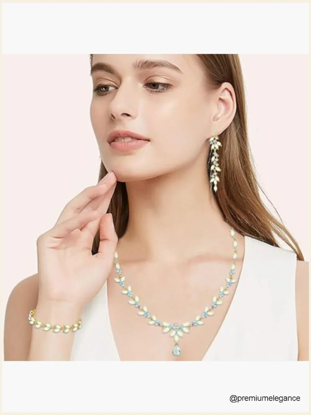 Bridal Jewelry Set - Crystal Necklace Earrings Bracelet Set for Wedding Party